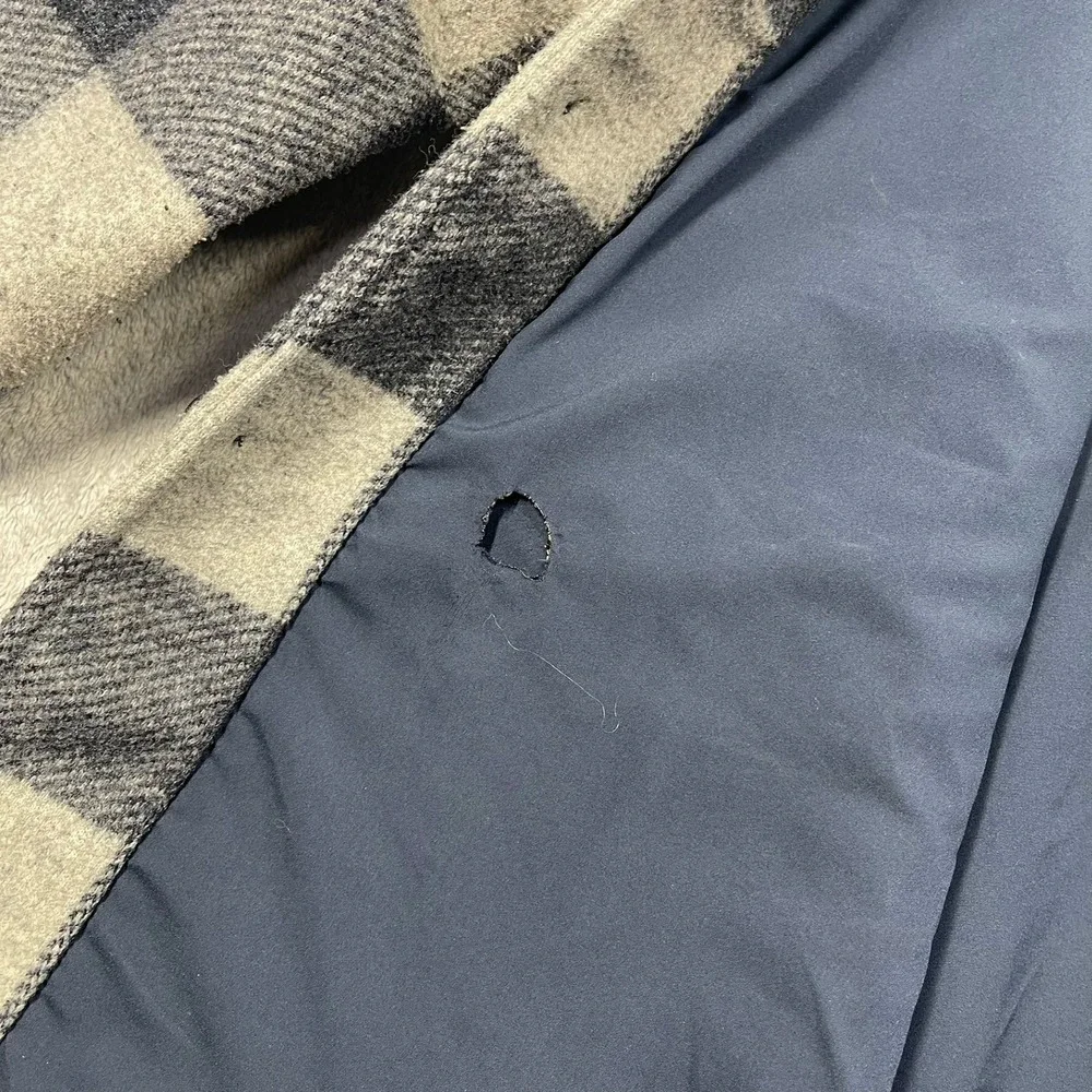 Banana Republic Jacket Mens XXL Grey Blue Buffalo Plaid Wool Blend Shacket READ